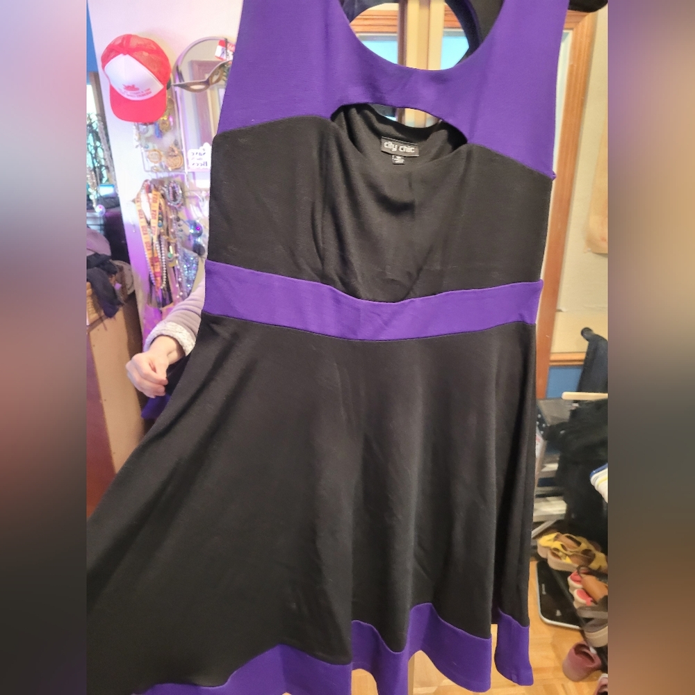 Chic Black and Purple Dress by George